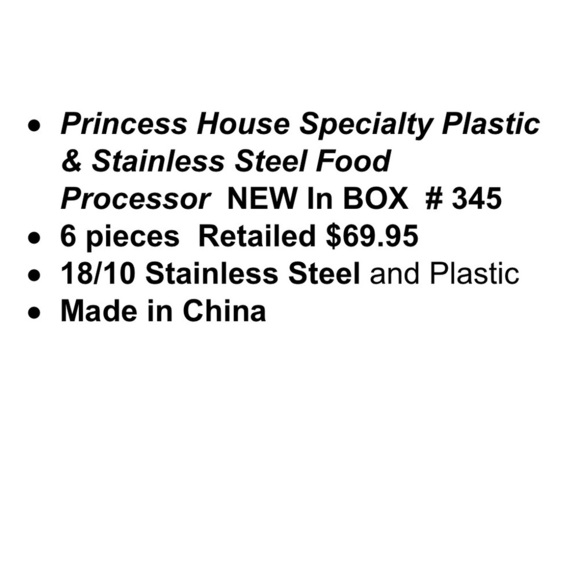 345 Princess House 6pc Plastic & SS Food Processor - Picture 4 of 6